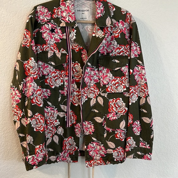 Designer The Editor Italy Military Green Floral “Calypso” Jacket in Medium - Picture 4 of 9